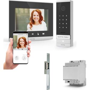 Kit videoportero con cable Extel Code Connect con código digital integrado, transformador RAIL DIN y cerradera eléctrica. Image