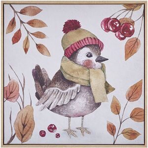 Beliani - Lienzo cuadro de pared 63 x 63 cm marco mdf sintético formas motivo pájaro moderno cuadrado multicolor Castro Image