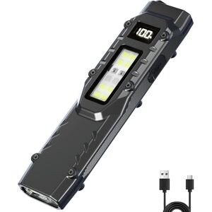 Linterna táctica EDC DT007, compacta, LED de bolsillo, 7 modos, 1500 lúmenes, pantalla digital recargable por USB-C, IPX5, con luz lateral y clip Image