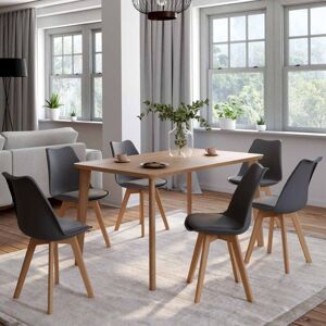 Idmarket - Lote de 6 sillas de comedor escandinavas sara gris oscuro Image