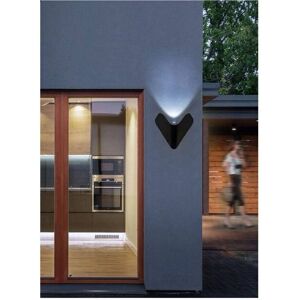 TRADE SHOP TRAESIO Trade Shop - Applique Led Esterno Parete 12 W Alluminio Nero Luce Fredda Calda Naturale Es61 - Image