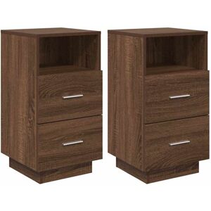 Vidaxl - Mesillas de noche 2 uds con 2 cajones roble marrón 36x36x68 cm Image