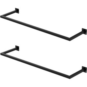 Ml-design - Set 2x Percheros de Pared 110x30cm de Acero Inoxidable Negro para Vestidor Armario Baño o Cocina, Barra de Almacenamiento hasta 50kg para Image
