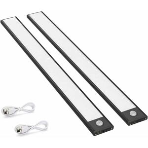 FITAGS Paquete de 2 luces LED con sensor de movimiento para gabinete, luces de cocina de 150 lm con batería recargable, iluminación USB, encendido/apagado Image
