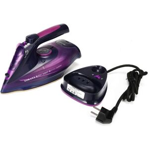 Plancha de vapor inalámbrica de 2400 W, 5 velocidades ajustables, antigoteo, antical y enchufe UE (morado) Image