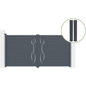 CASANOOV Puerta abatible 3,5m LIFE Al.180cm aluminio gris + 2 postes 20x20cm Al.190cm Image