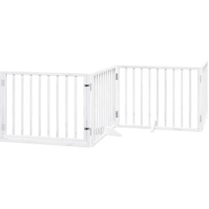 Puerta de perros plegable 6 paneles madera álamo blanca 480 cm vidaXL Image