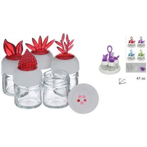 TRADE SHOP TRAESIO Trade Shop - Set 5 Contenitori Barattolo Natura 41cc Design Dosatore Sale Pepe Spezie Vetro - Image