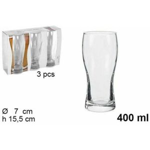 TRADE SHOP TRAESIO Trade Shop - Set Servizio 3 Bicchieri Boccali In Vetro Da 400ml Per Birra Bevande Casa Bar - Image