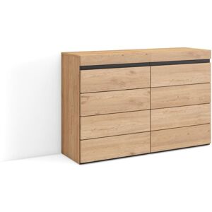 Cómoda, Cajonera, Mueble Auxiliar, 114x75x35 cm, Dormitorio, habitación, Con almacenamiento, Estilo Moderno, Roble - Skraut Home Image