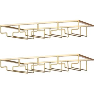 LINJOU Soporte para copas de vino - Estante colgante de metal con tornillos para debajo del gabinete, de hierro inoxidable, con 4 niveles para cocina, bar y Image