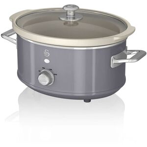 SF17021GRNEU Retro Olla Cocción Lenta, 3,5L, Recipiente Extraíble Antiadherente Cerámica Libre pfoa, Vintage 200W Gris - Swan Image