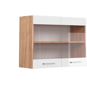 Vicco - Armario de cocina con vidrio R-Line, Blanco alto brillo, 80 cm Image