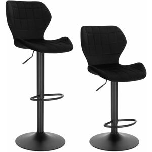 WOLTU 2X Taburete de Bar Giratorio de 360° Taburetes Altos de Terciopelo con Respaldo y Reposapiés Silla Barra Cocina Ajustable en Altura 60-82 cm Negro Image