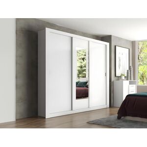 Unique Armario con espejo ROXANE - 3 puertas correderas – Ancho 220 cm - Blanco Image
