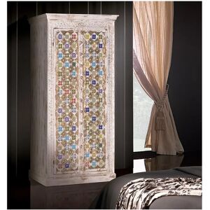 Armario madera mango detalles en cerámica y bronce Blanco.Giner y Colomer 180x50x90 Image