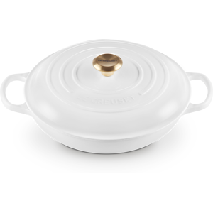 Le Creuset Cacerola baja de hierro fundido . Blanco Cacerola de 29 cm Image
