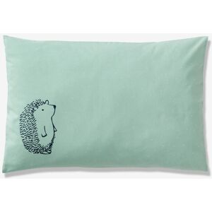 VERTBAUDET Funda de almohada para bebé de algodón orgánico, Lovely Nature verde medio liso con motivos Image