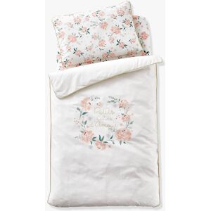 VERTBAUDET Funda nórdica Eau de Rose para bebé blanco claro liso con motivos Image