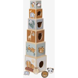VERTBAUDET Torre de cubos con formas para encajar de madera FSC®. beige medio liso con motivos Image