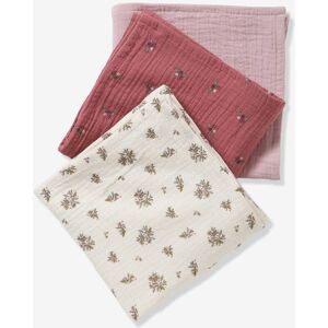 VERTBAUDET Lote de 3 paños de gasa de algodón Desván rosa medio estampado Image
