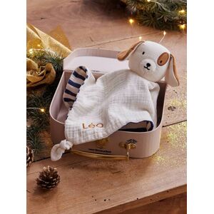VERTBAUDET Doudou plano perro personalizable + estuche regalo azul Image