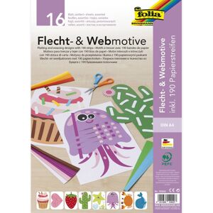 Kit de manualidades MOTIVOS DE TRENZADO Y TEJIDO folia, 16 hojas A4 y 190 tiras de papel multicolor Image