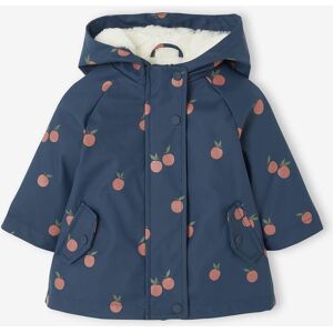 VERTBAUDET Chubasquero con capucha estampado de flores con forro para bebé niña azul oscuro Image