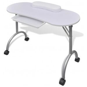 vidaXL Mesa De Manicura Plegable Con Ruedas Blanco Image