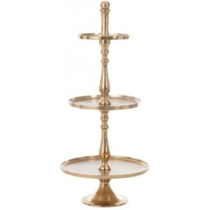 J-line Plato redondo de 3 niveles en aluminio dorado H94cm Image