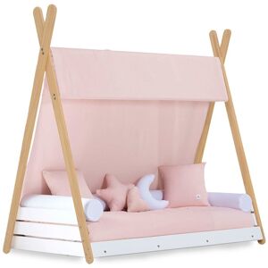 Alondra Cama-cabaña Montessori madera 70x140 cm con textil Homy Life de . Rosa chicle 150 X 152 X 84.5 Cm Image