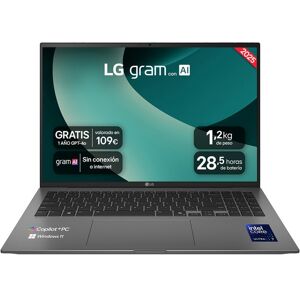 LG Portátil gram 16Z90TL, Intel Core Ultra 7-258V, 32GB, 1TB SSD, 16', W11. Negro Image