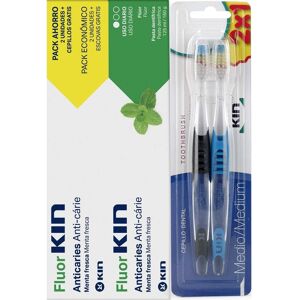 Kin Fluor Pasta Dentífrica Menta Fresca 2x125ml + 2 Cepillos Image