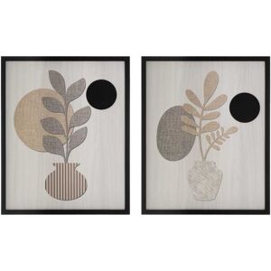LOLAhome 2 cuadros abstractos con relieve de 42x52 cm Image