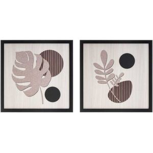 LOLAhome 2 cuadros abstractos con relieve de 32x32 cm Image