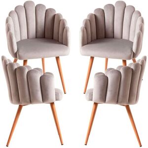 RegalosMiguel Pack 4 Sillones Main Terciopelo - Gris claro Image