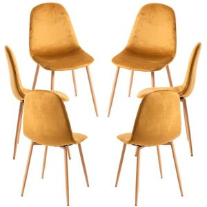 RegalosMiguel Pack 6 Sillas Teok Terciopelo - Amarillo Image