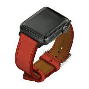 Noreve Bracelet en cuir pour montre Apple Watch Arange clouquié Boitier - Inserts 42 / 44 / 45 mm noir + boucle ardillon argentée Image