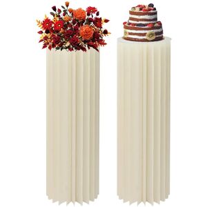 Aucun Support de fleurs pour fête de mariage, cylindre pliable en carton, pièce maîtresse, colonnes de Table à Dessert, présentoir avec panneau en PVC 100cm, 2 pièces Image
