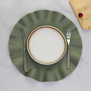 Aucun Set de 6 napperons ronds ondulés, tissés et tressés, 15 pouces, pour tables à manger, tapis de table de cuisine lavables Image
