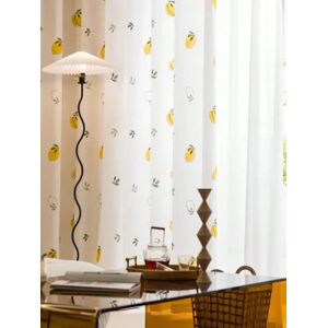 Aucun Rideau transparent de style japonais avec motif de broderie de citron, semi-ombrage pour salon, balcon, chambre à coucher, simple Image