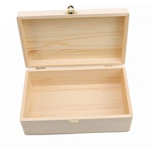 EH-LIFE Boîte de rangement rectangulaire en bois de pin Scotch couleur bûche, boîte-cadeau en bois massif à rabat, boîte artisanale faite à la main pour la maison Image