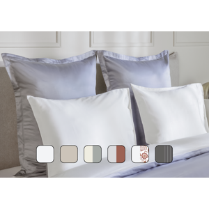 2 Taies d'oreiller Satin de coton Emma 65x65 - Réversible Beige Gypsophile Image