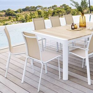 Chaise de jardin empilable AXANT Lin Blanc Aluminium traité époxy, Texaline Hespéride Image