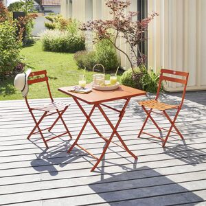 Ensemble table de jardin + 2 chaises GREENSBORO Roland-Garros Terre Battue places - Acier traité époxy, Traitement antirouille renforcé Hespéride Image