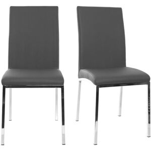 Miliboo Chaises design gris et métal acier chromé (lot de 2) SIMEA Image