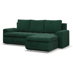 Greensite Faito sarokkanapé, 2 ágyneműtartóval, kordbársony, jobboldali, zöld Image