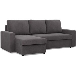 Greensite Elbrus sarokkanapé, 2 ágyneműtartóval, egyenes kartámasz, kordbársony, hab töltet, szürke Image