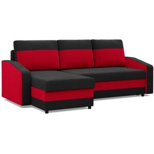 Greensite Monviso sarokkanapé, 2 ágyneműtartóval, szövet anyag, hab töltet, fekete - piros Image