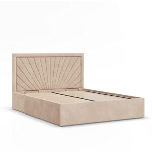 Greensite Vasto kétszemélyes ágykeret (matrac nélkül), ágyneműtartóval, bársony, 180 x 200 bézs Image